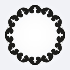 Butterfly circle frame. Butterflies border. Vector illustration.