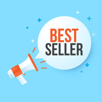 Megaphone best saller  in speeh bubble.Concept advertising sale.Vector illustration.