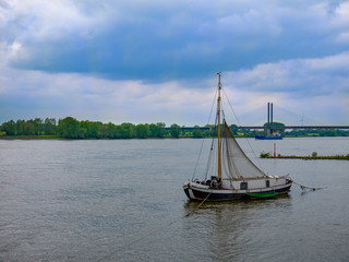 Old ship on european river
