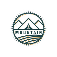 Vintage logo for outdoor with mountain elements