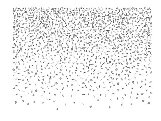 Egypt signs, hand drawn confetti particles. 