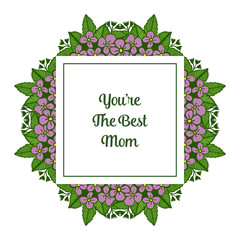 Vector illustration bright purple wreath frame for template of best mom