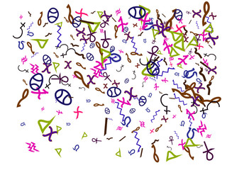 Egypt signs, hand drawn confetti network. 