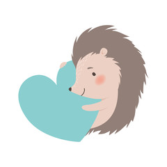 Cute Hedgehog Holding Big Heart, Adorable Prickly Animal Cartoon Character Vector Illustration