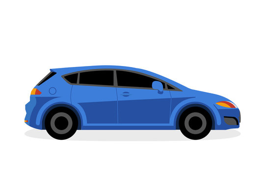 Blue Car Isolated On White Background  Illustration Vector 