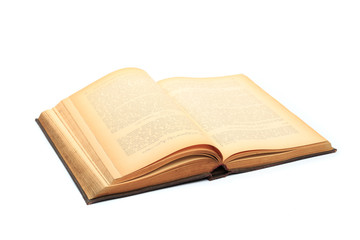 open vintage book isolated on a white background .
