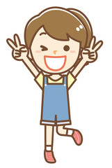 Vサインをする女の子のイラスト