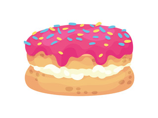 Puff pastry with cream filling. Vector illustration on white background.