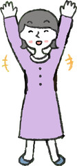 Illustration of a Woman wearing a purple dress face and pose