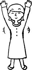 Monochrome Illustration of a Woman wearing a dress face and pose
