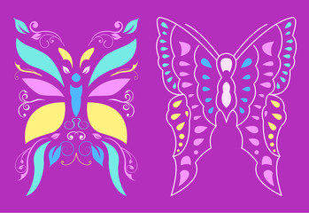 Obraz na płótnie Canvas Stylized Butterfly Vector illustration set