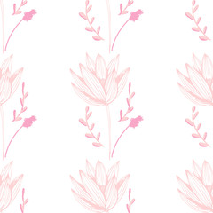 Fototapeta na wymiar Beautiful chinese pattern with black lotus flowers pattern on white background for celebration design. Natural vector illustration. Seamless floral pattern.