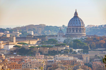 Fototapeta na wymiar Saint Peter Basilica panorama in Vatican Rome