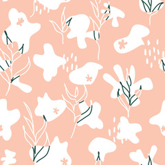 Fototapeta premium Vector Floral Abstract on peachy orange colors seamless pattern background.