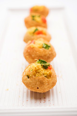 Sev puri - Indian snack and a type of chaat. Popular in Mumbai/pune from Maharashtra. it's a roadside food also served as a starter in restaurants