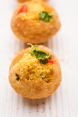 Sev puri - Indian snack and a type of chaat. Popular in Mumbai/pune from Maharashtra. it's a roadside food also served as a starter in restaurants
