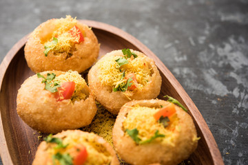 Sev puri - Indian snack and a type of chaat. Popular in Mumbai/pune from Maharashtra. it's a roadside food also served as a starter in restaurants