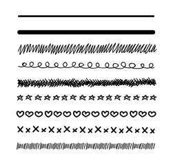 Obraz premium Vector Set of Drawn Lines, Black and White Illustration, Freehand Drawing, Sketches Isolated.