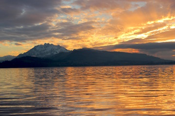 sunset over the lake