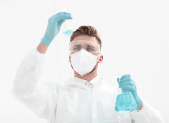 close up.modern scientist conducting research