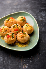 Sev puri - Indian snack and a type of chaat. Popular in Mumbai/pune from Maharashtra. it's a roadside food also served as a starter in restaurants