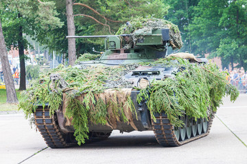 AUGUSTDORF / GERMANY - JUNE 15, 2019: German infantry fighting vehicle Marder drives on a tactic...