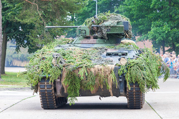 AUGUSTDORF / GERMANY - JUNE 15, 2019: German infantry fighting vehicle Marder drives on a tactic...