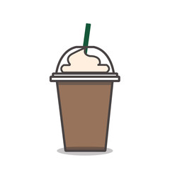 Coffee frappe with whipped cream vector