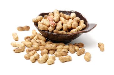 Peanuts on a white background