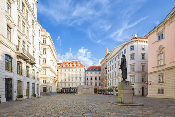 Fototapeta na wymiar morning view of Jewish Square (Judenplatz) in Vienna, Austria.