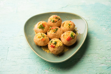 Sev puri - Indian snack and a type of chaat. Popular in Mumbai/pune from Maharashtra. it's a roadside food also served as a starter in restaurants