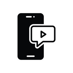 Black solid icon for video message