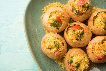 Sev puri - Indian snack and a type of chaat. Popular in Mumbai/pune from Maharashtra. it's a roadside food also served as a starter in restaurants