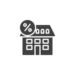 Mortgage insurance vector icon. filled flat sign for mobile concept and web design. House with percentage sign glyph icon. Symbol, logo illustration. Vector graphics