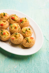 Sev puri - Indian snack and a type of chaat. Popular in Mumbai/pune from Maharashtra. it's a roadside food also served as a starter in restaurants