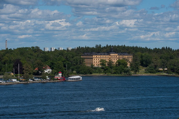 Obraz premium Houses on the Djurgården island in Stockholm a summer day