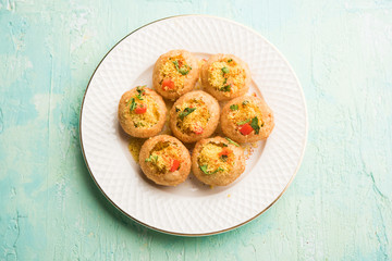 Sev puri - Indian snack and a type of chaat. Popular in Mumbai/pune from Maharashtra. it's a roadside food also served as a starter in restaurants