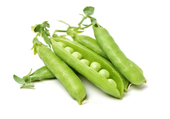 Fresh peas isolated on white background 