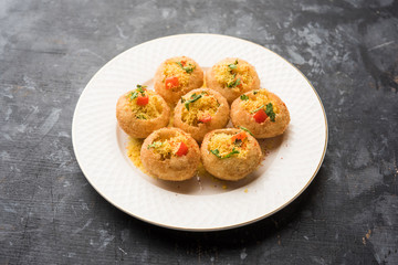Sev puri - Indian snack and a type of chaat. Popular in Mumbai/pune from Maharashtra. it's a roadside food also served as a starter in restaurants