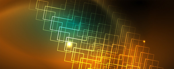 Shiny glowing design background, neon style lines, technology concept, vector