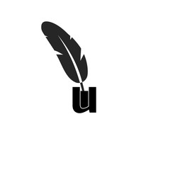 Feather And Letter U Logo Icon