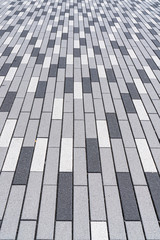 Black, white and gray elongated paving stones
