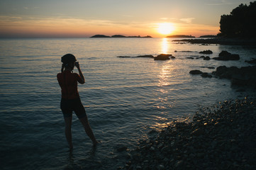 Fototapeta premium Returning from a bike trip just in time to catch the sunset