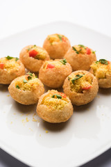 Sev puri - Indian snack and a type of chaat. Popular in Mumbai/pune from Maharashtra. it's a roadside food also served as a starter in restaurants