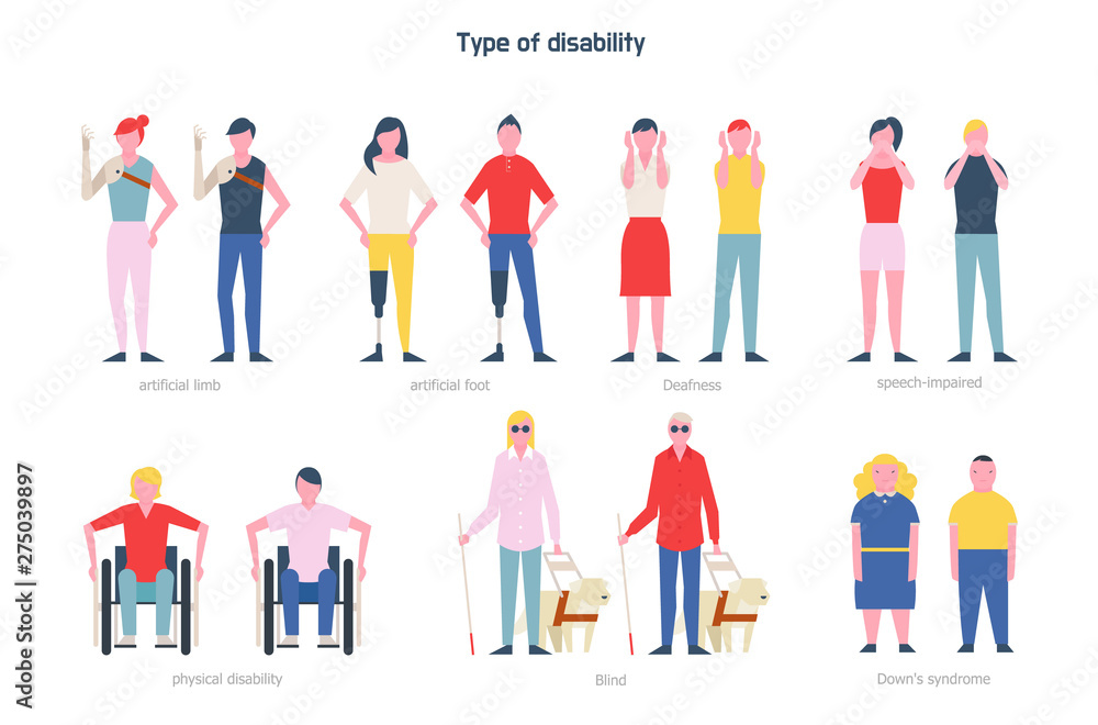 Poster character set with various obstacles. flat design style minimal vector illustration.