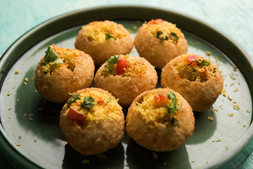Sev puri - Indian snack and a type of chaat. Popular in Mumbai/pune from Maharashtra. it's a roadside food also served as a starter in restaurants