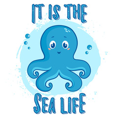 Cute octopus. Vector illustration.