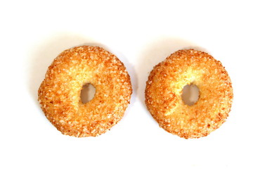 A variety of shaped cookies. White cup of tea. Morning is sweet. Tea ceremony.