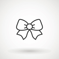 Ribbon Bow Vector Icon. Black gift bow silhouette. Template design for surprise, celebration event, presents, birthday, Christmas