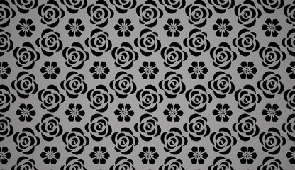 Flower geometric pattern. Seamless vector background. Black ornament. Ornament for fabric, wallpaper, packaging, Decorative print